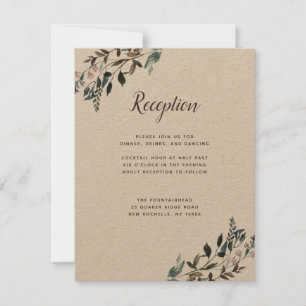 Garden Crest Rustic Kraft Wedding Reception Info RSVP Card