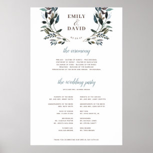 Garden Crest   White Floral Ceremony Program Sign