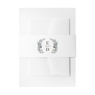 Garden Crest   White   Wedding Monogram Invitation Belly Band