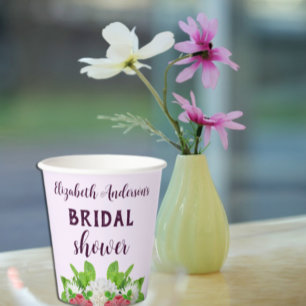 Garden Dahlia Bridal Shower Paper Cups