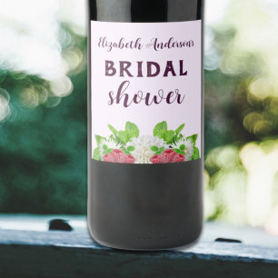Garden Dahlia Bridal Shower Wine Label