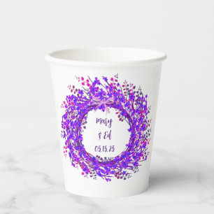 Garden Delights: Floral Wreath Party Purple Paper Cups