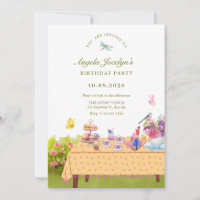 Garden dining table cup of tea nature birthday