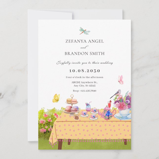 Garden dining table nature wedding  invitation (Front)