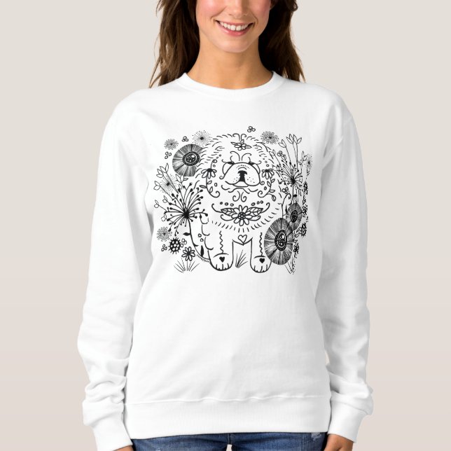 GARDEN DOODLE CHOW - white shirts- choose style Sweatshirt (Front)