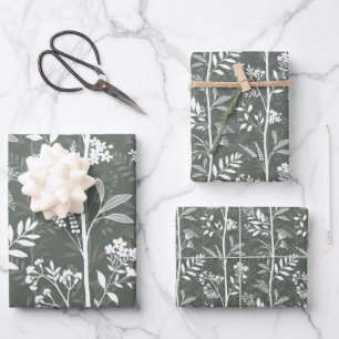 Garden Dream Elegant Botanicals - forest green Wrapping Paper Sheet