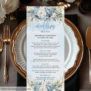 Garden Dusty Blue Eucalyptus Floral Wedding Menu