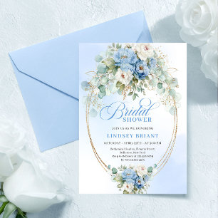 Garden Dusty Blue Peony Eucalyptus Bridal Shower Invitation