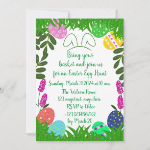 Garden Easter Egg Hunt Colourful Eggs  Invitation