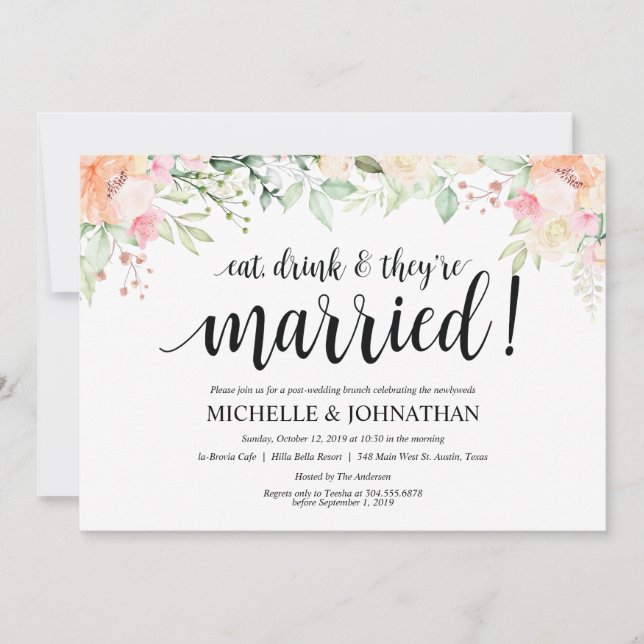 Garden Elegance Floral Post Wedding Brunch Invites (Front)
