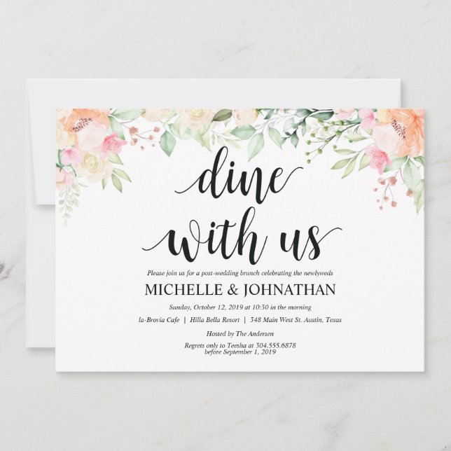 Garden Elegance Floral Post Wedding Brunch Invites (Front)