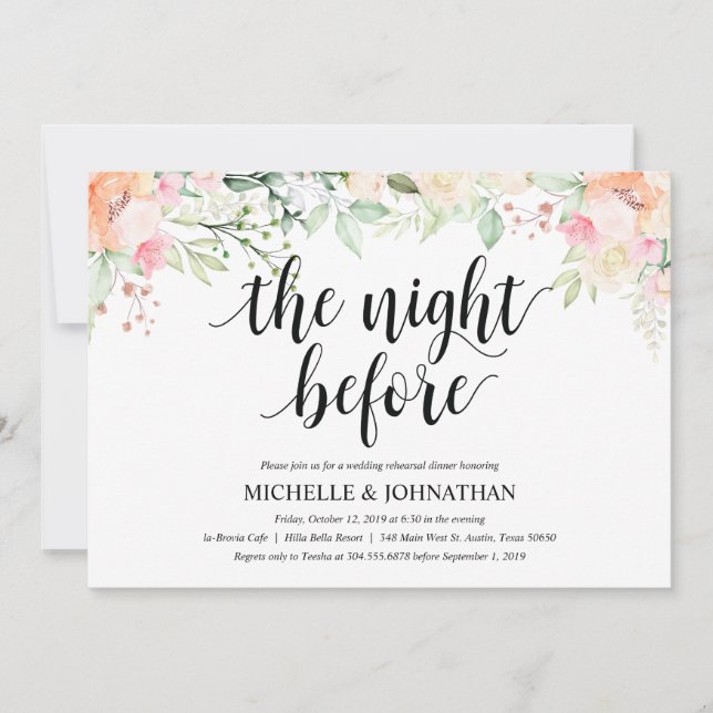 Garden Elegance Wedding Rehearsal Dinner Invites (Front)