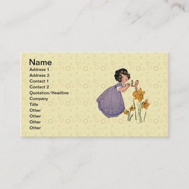 Garden Elf Daffodil Fairyland Spring Easter Business Card (Front)