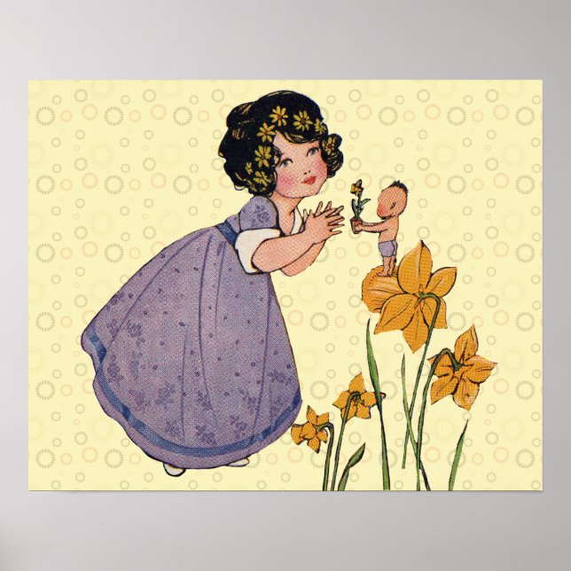 Garden Elf Daffodil Fairyland Spring Easter Poster (Front)