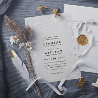 Garden Embossed Floral Elegant Modern Wedding Invitation