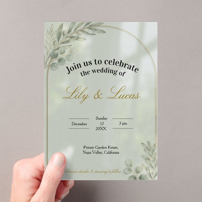 Garden Estate Wedding Invitation – Acrylic Minimal (Insitu (Handheld))