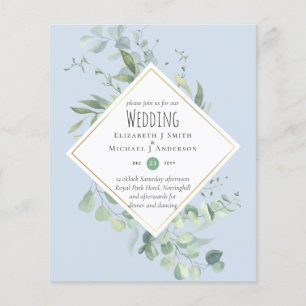 Garden Eucalyptus Greenery DUSTY BLUE Wedding Flyer