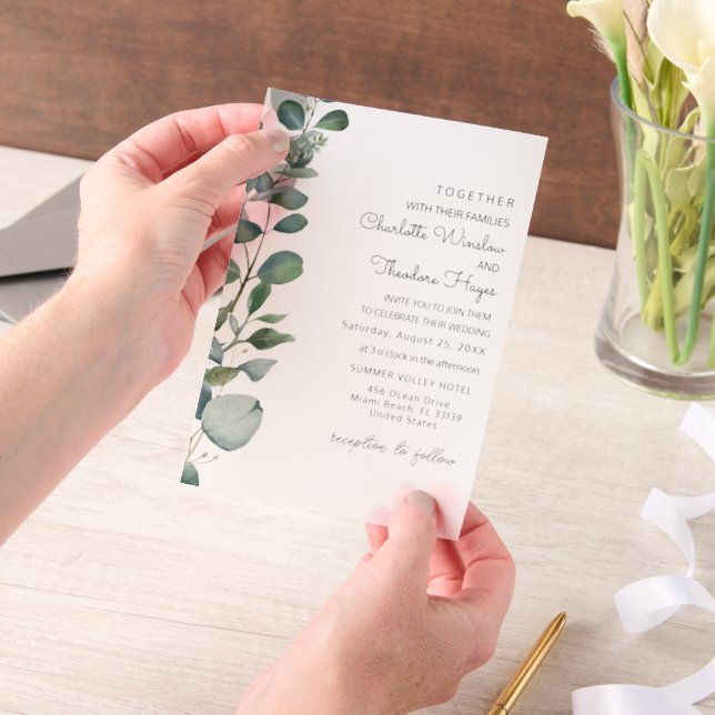  Garden Eucalyptus & Greenery Wedding  Vellum Invitations (Handheld)