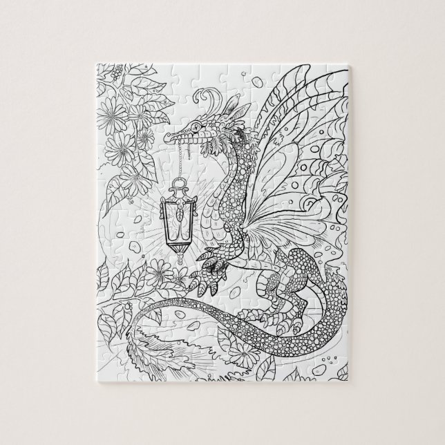 Garden Faery Dragon Colour Your Own Puzzle (Vertical)