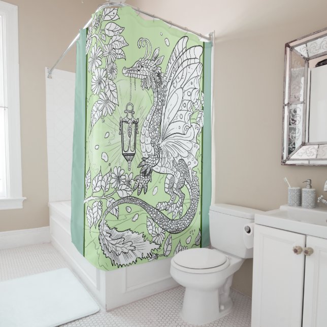 Garden Faery Dragon Shower Curtain (In Situ)