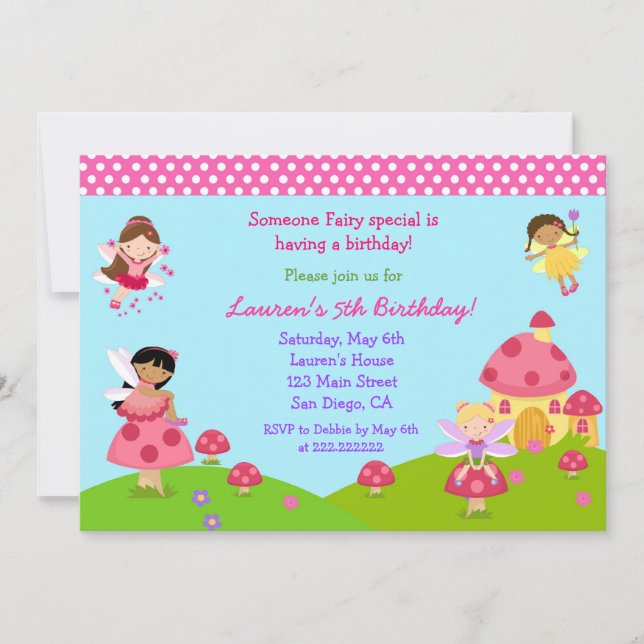 Garden Fairy Birthday Invitation (Front)