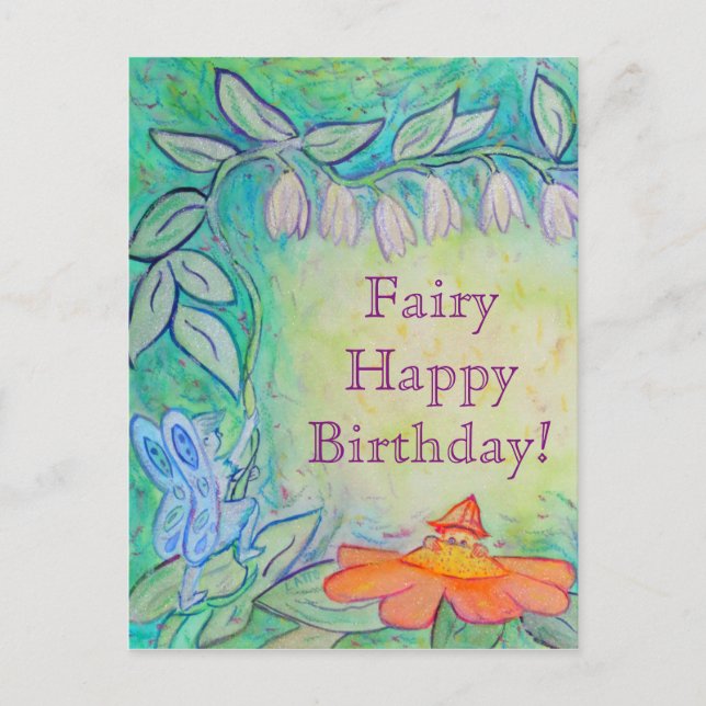 Garden Fairy Happy Birthday Custom Postcards (Front)