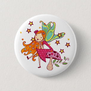 Garden Fairy on Mushroom 6 Cm Round Badge