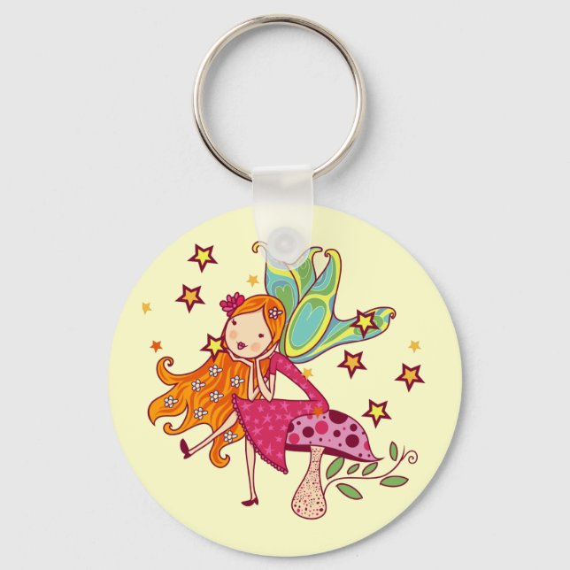 Garden Fairy on Mushroom Key Ring (Front)