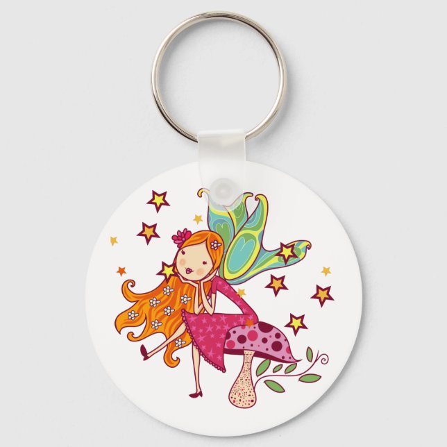 Garden Fairy on Mushroom Key Ring (Front)