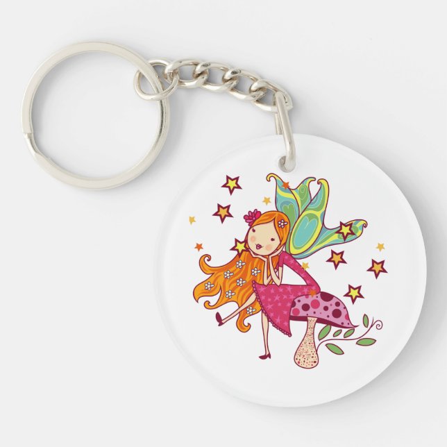 Garden Fairy on Mushroom Key Ring (Front)