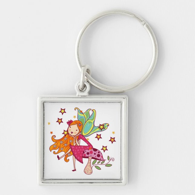 Garden Fairy on Mushroom Key Ring (Front)