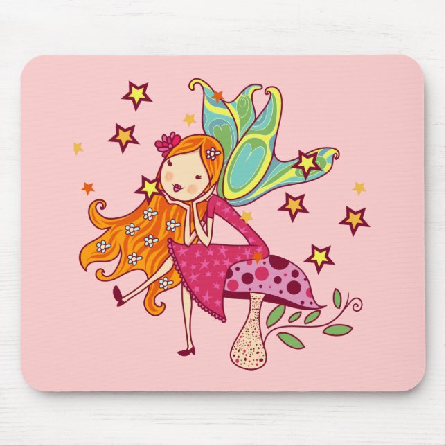 Garden Fairy on Mushroom Mouse Mat (Front)