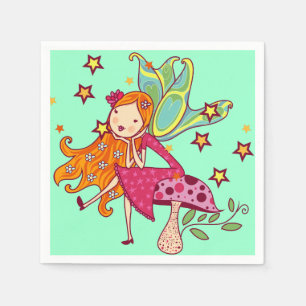 Garden Fairy on Mushroom Napkin