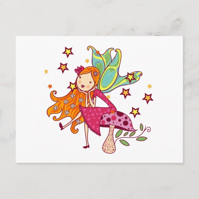 Garden Fairy on Mushroom Postcard (Front)