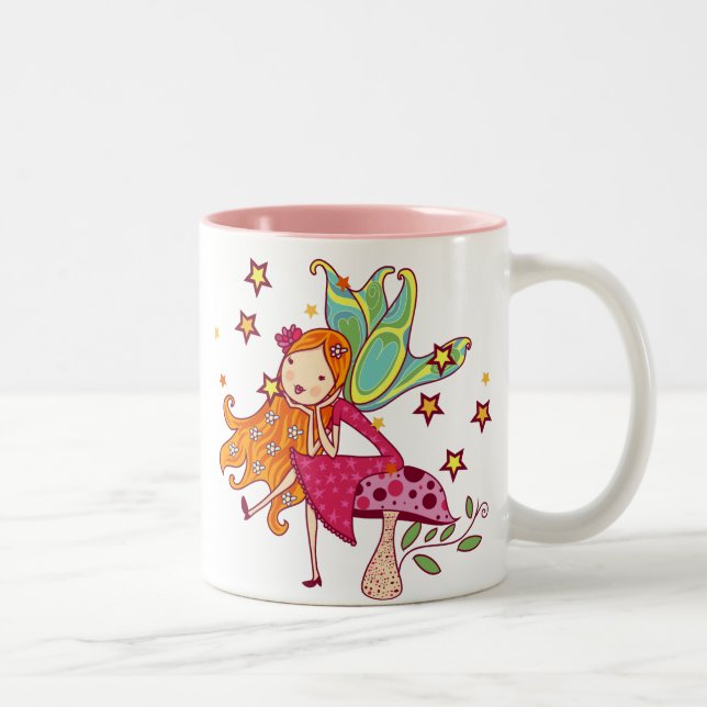Garden Fairy on Mushroom Two-Tone Coffee Mug (Right)