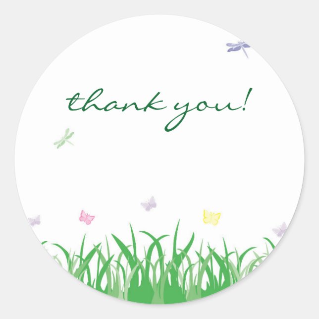 Garden Fairy Thank You Round Label Sticker (Front)
