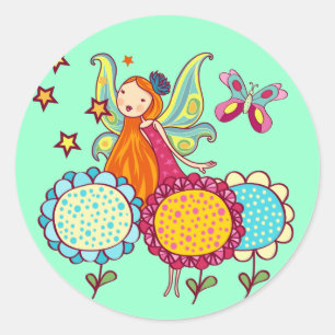 Garden Fairy With Flowers Classic Round Sticker