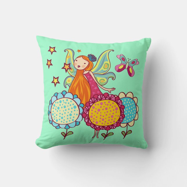 Garden Fairy With Flowers Cushion (Front)