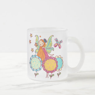 Garden Fairy With Flowers Frosted Glass Coffee Mug