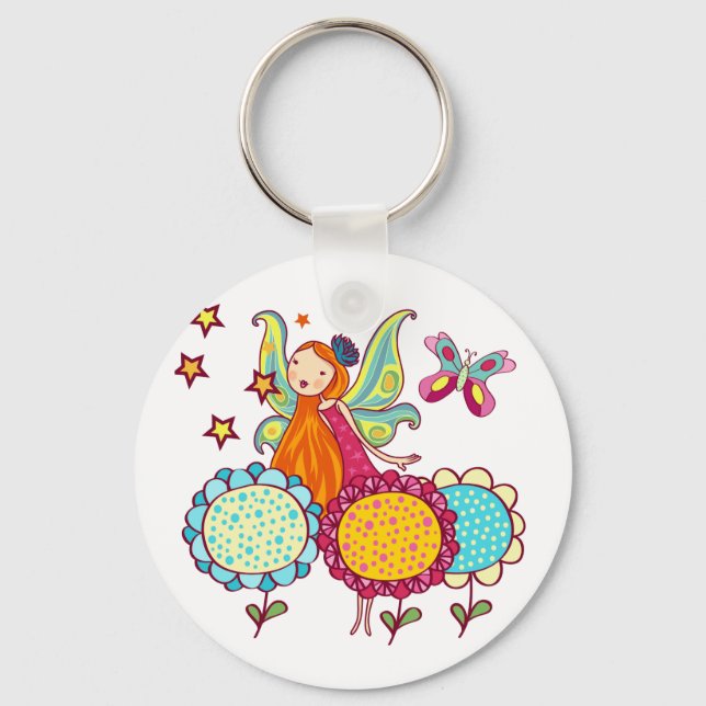 Garden Fairy With Flowers Key Ring (Front)