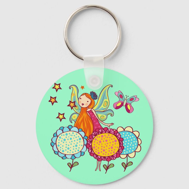 Garden Fairy With Flowers Key Ring (Front)