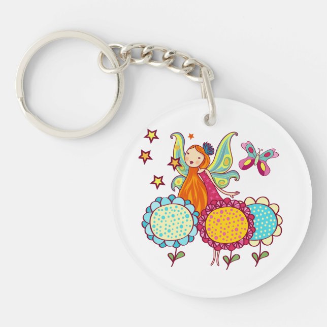 Garden Fairy With Flowers Key Ring (Front)