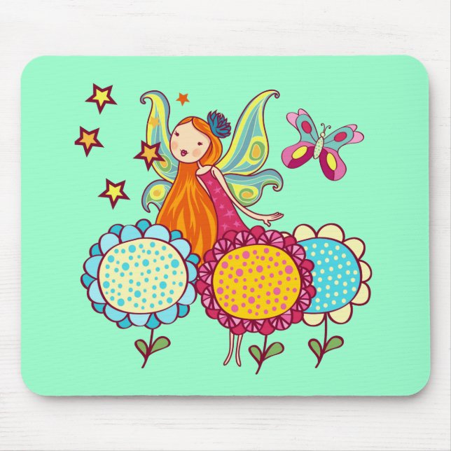 Garden Fairy With Flowers Mouse Mat (Front)