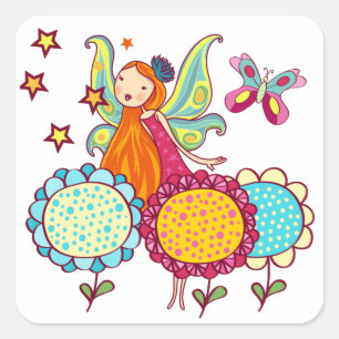 Garden Fairy With Flowers Square Sticker