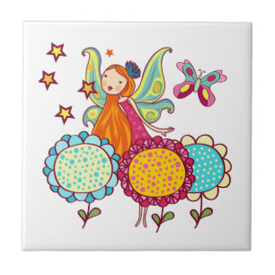 Garden Fairy With Flowers Tile
