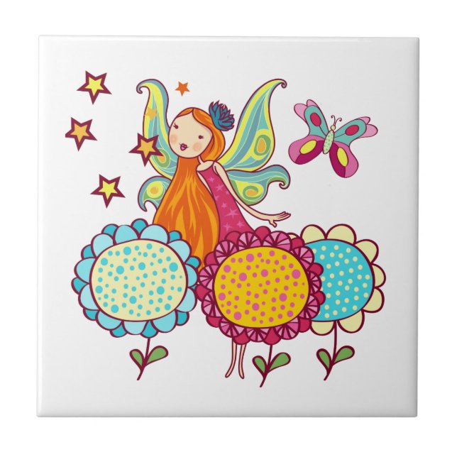 Garden Fairy With Flowers Tile (Front)