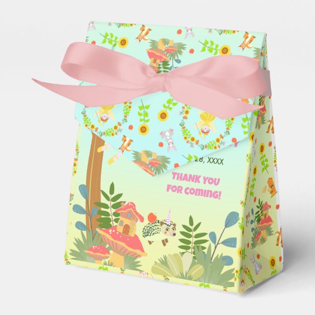 Garden Fairy with pet friends Birthday Party Favour Box (Front Side)