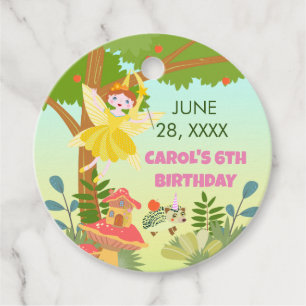 Garden Fairy with pet friends Birthday Party Favour Tags