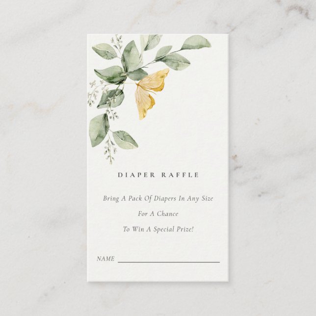 Garden Fauna Butterfly Diaper Raffle Baby Shower Enclosure Card (Front)