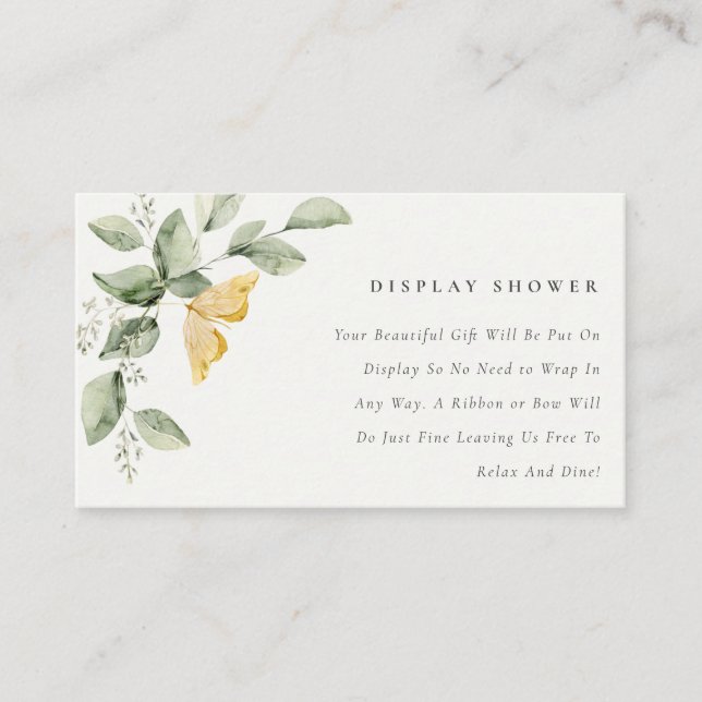 Garden Fauna Butterfly Display Shower Baby Shower Enclosure Card (Front)